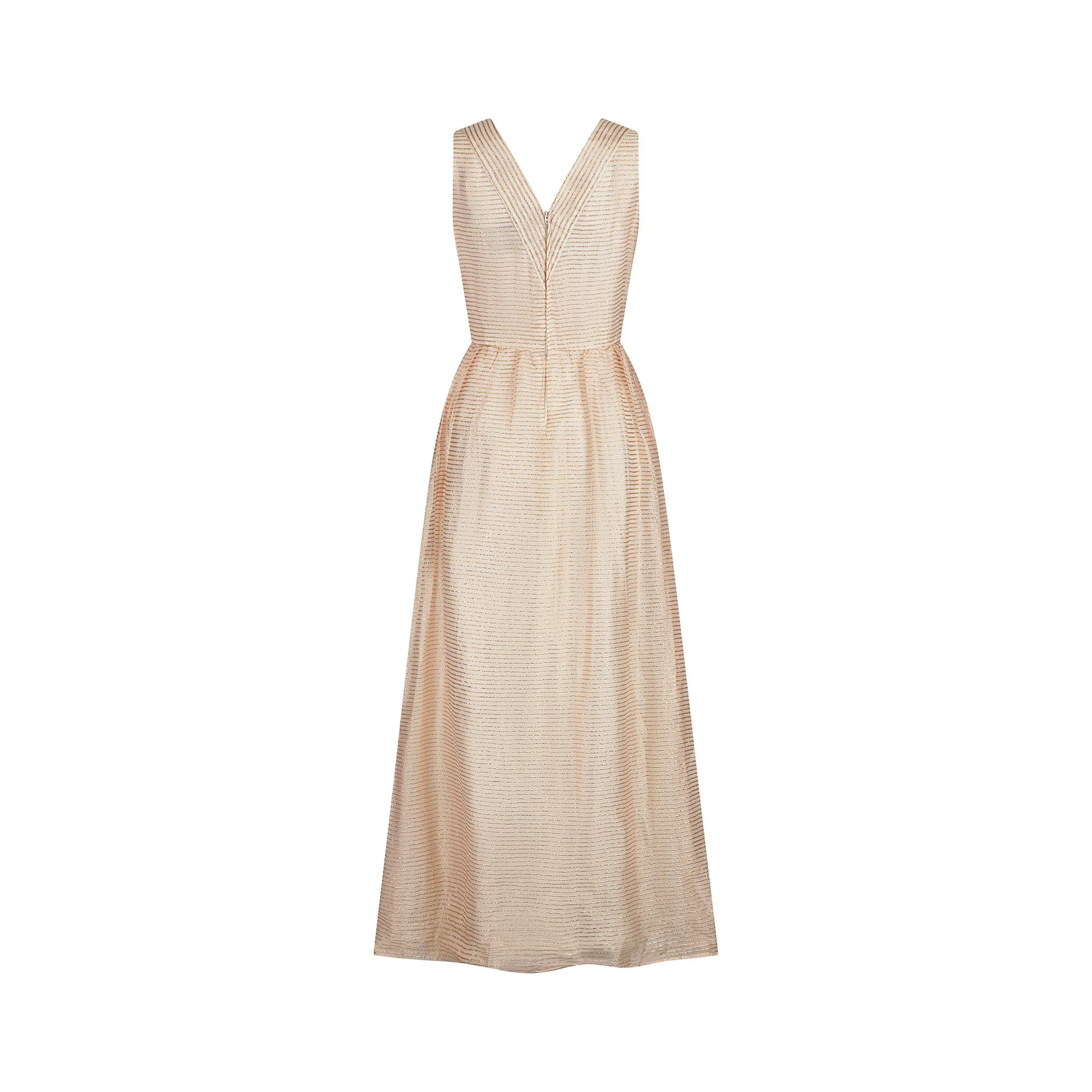 1960s Jean Allen Gold and Cream Lurex Maxi Dress