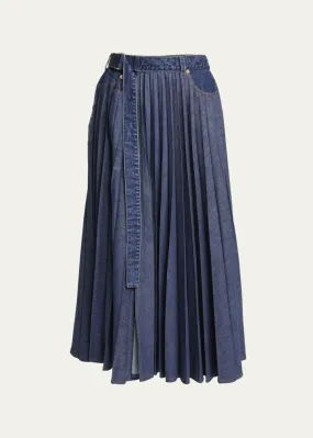 2407289 Pleated denim skirt