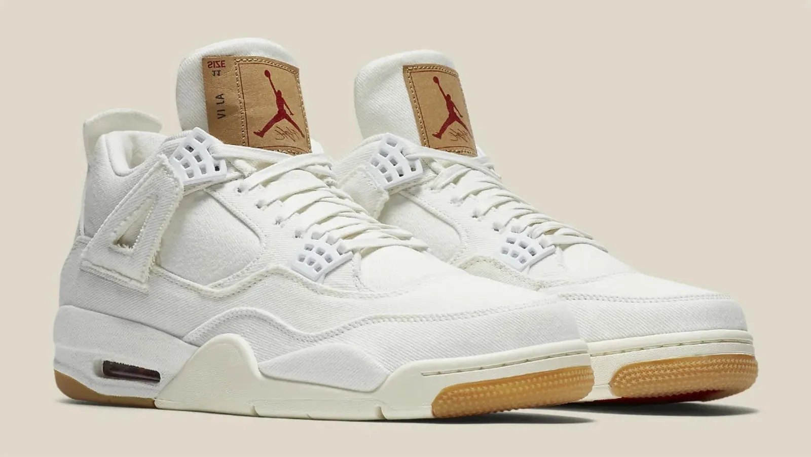 Air Jordan 4 Retro Levis White - Exclusive Levis Tag Edition Sneakers