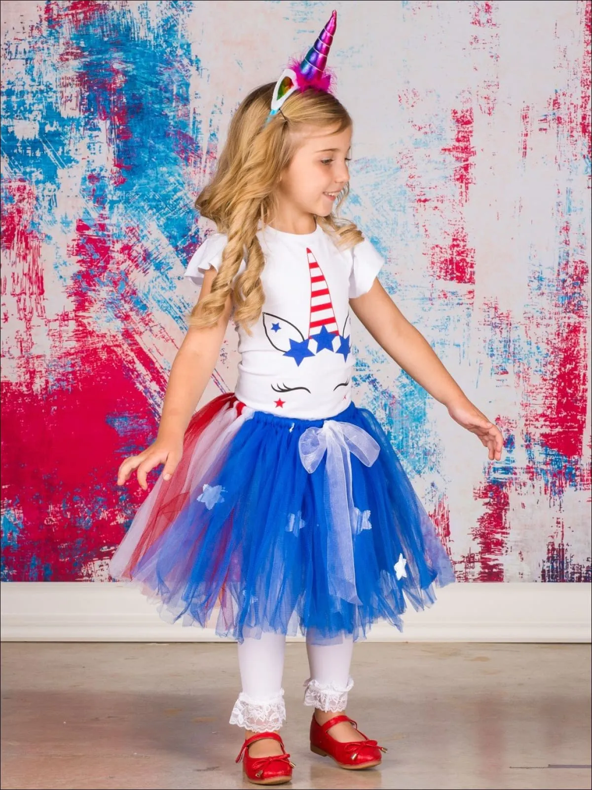 American Unicorn Star Tutu Skirt Set