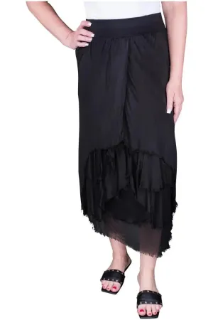 Anna Silk Cha Cha Skirt - Black