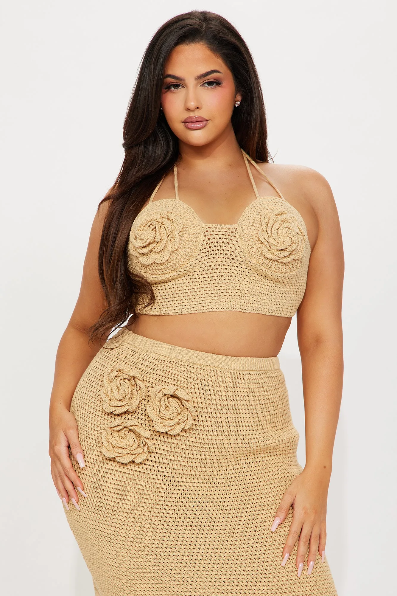 Annabelle Crochet Skirt Set - Nude