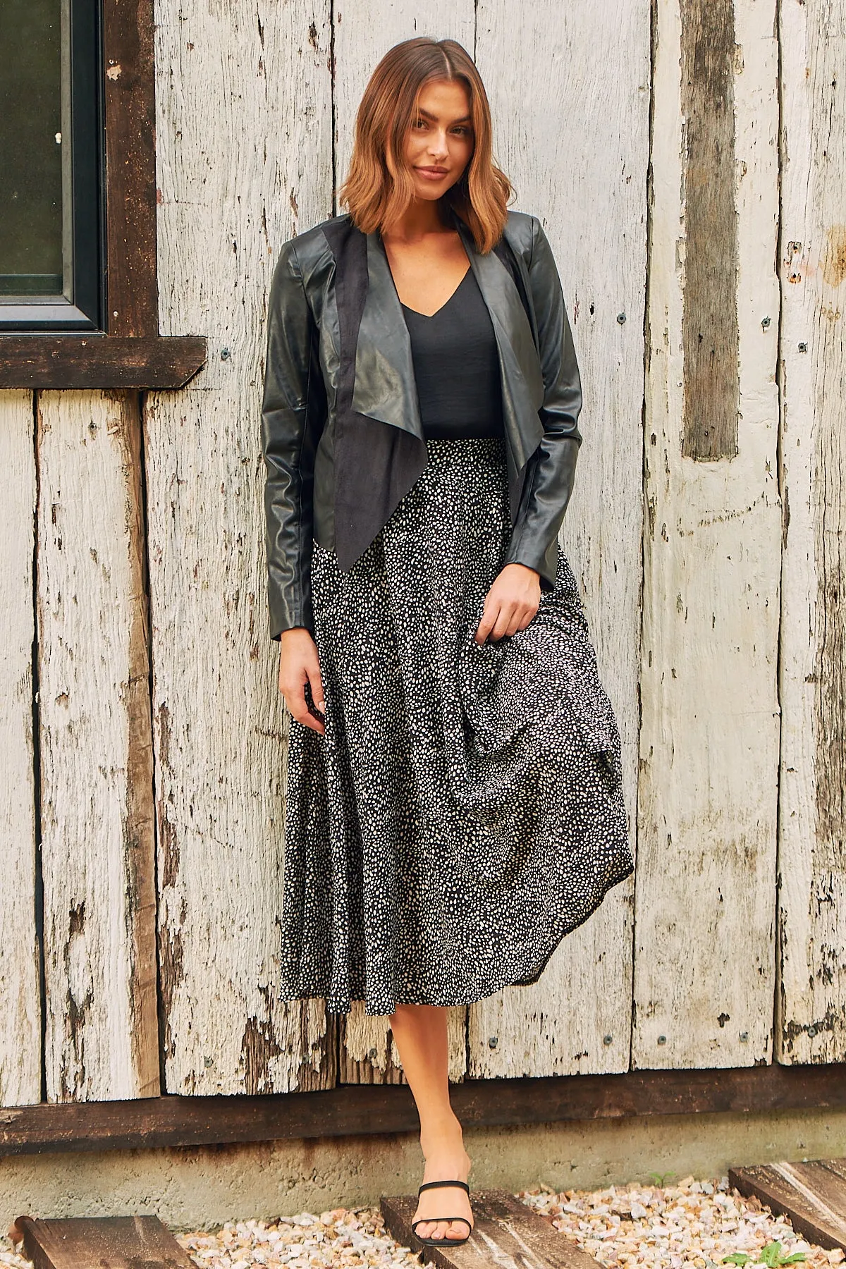 Aria Black Speckled Aline Skirt