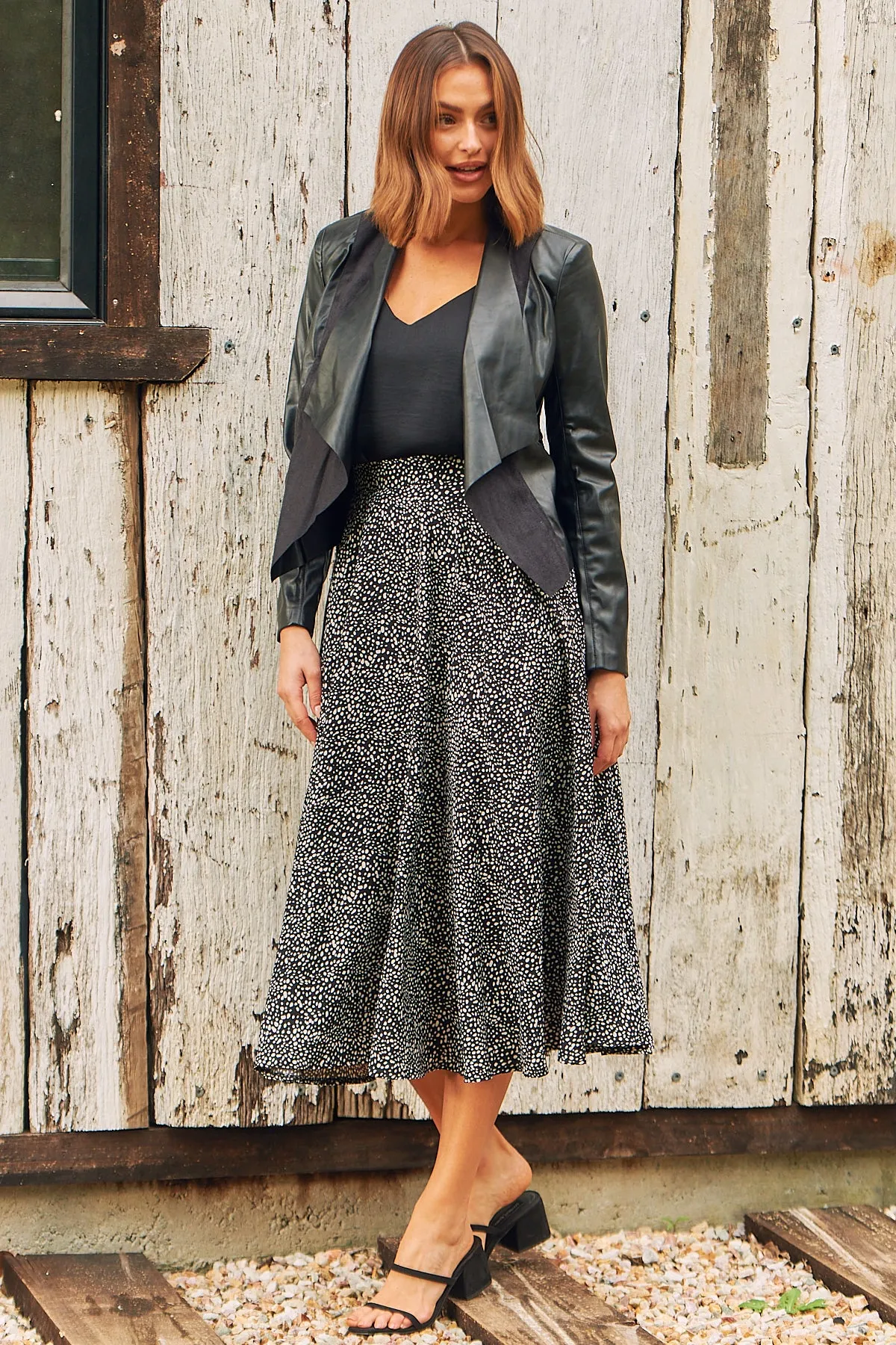 Aria Black Speckled Aline Skirt