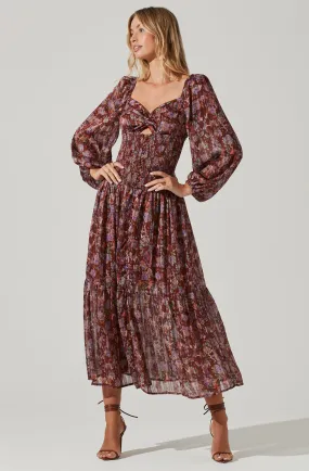 Arlette Floral Sweetheart Long Sleeve Maxi Dress