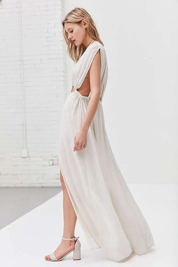 ASTR Octavia Gauzy Cutout Maxi Dress