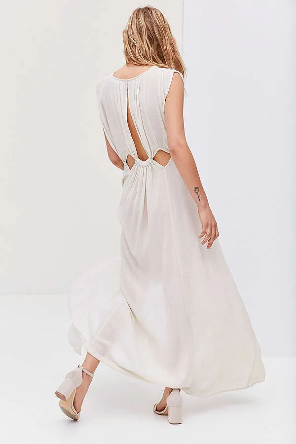 ASTR Octavia Gauzy Cutout Maxi Dress