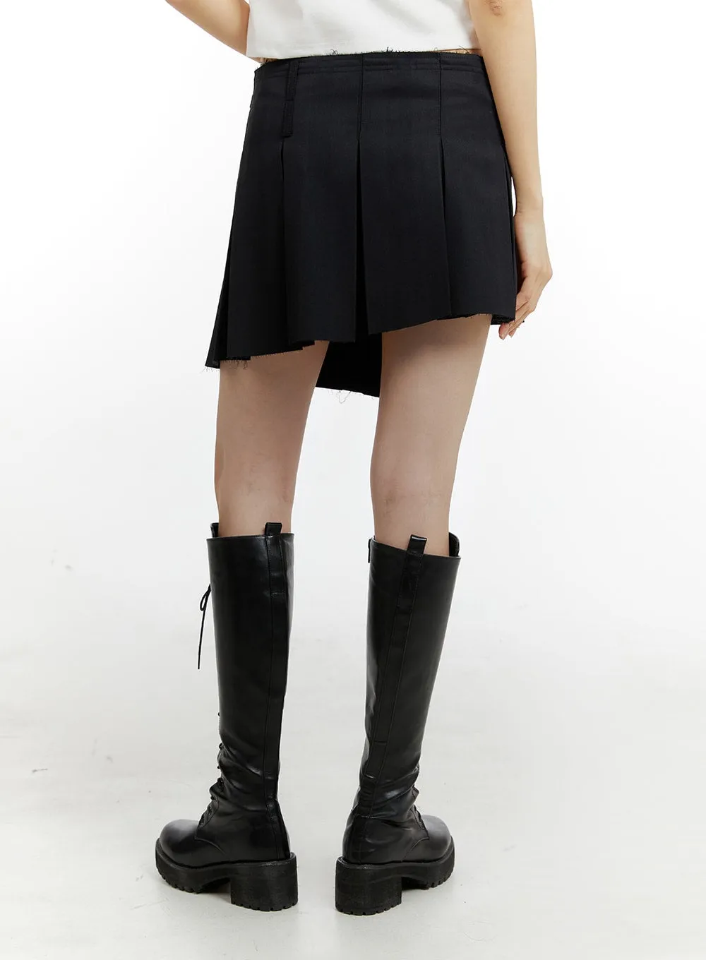 Asymmetrical Wrap Pleated Mini Skirt CM429