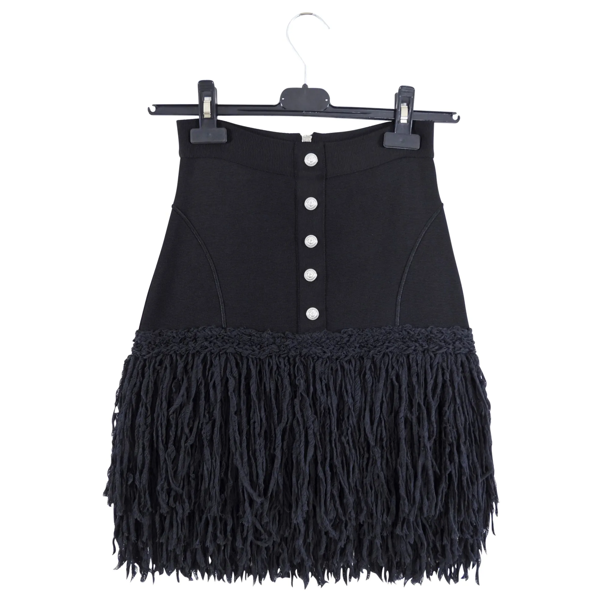 Balmain Black Fringe Mini Skirt - XS / 0