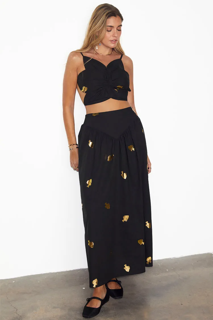 Black Marra Skirt With Gold Fish Fleck