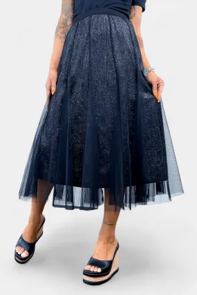 Black Tulle Sparkle Maxi Skirt