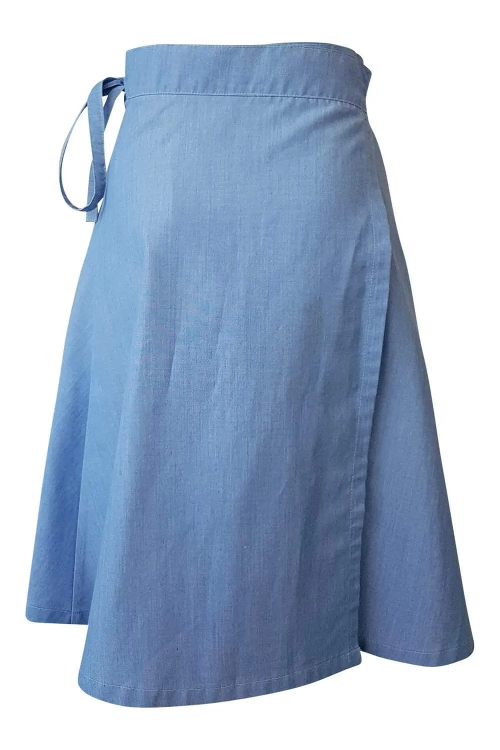 BRIAN Vintage Blue Cotton Wrap Around Knee Length Skirt (UK 12)