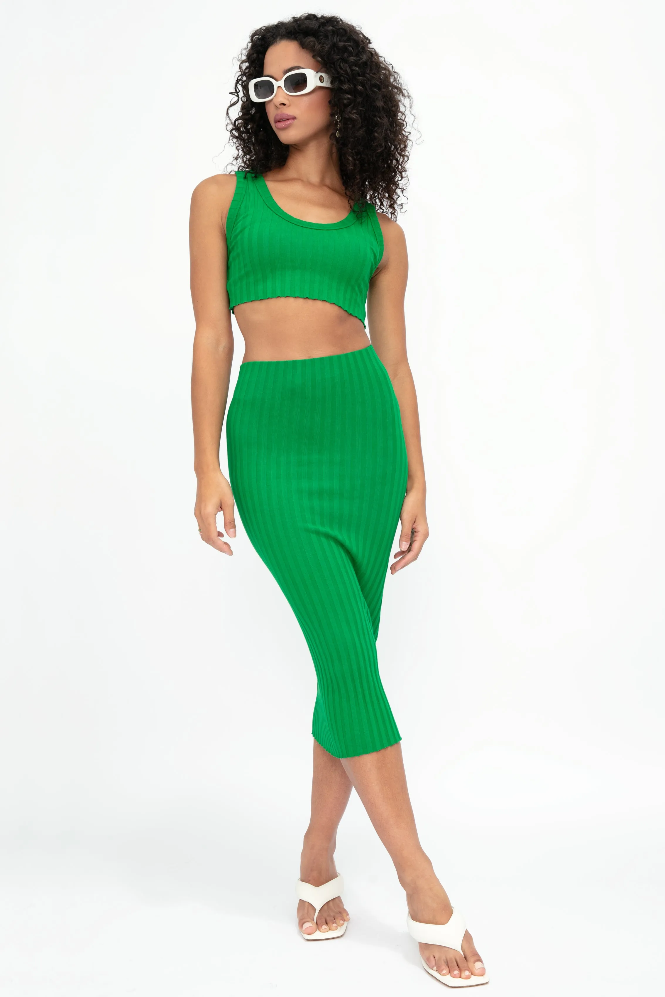 Capri Midi Skirt in Kelly Green