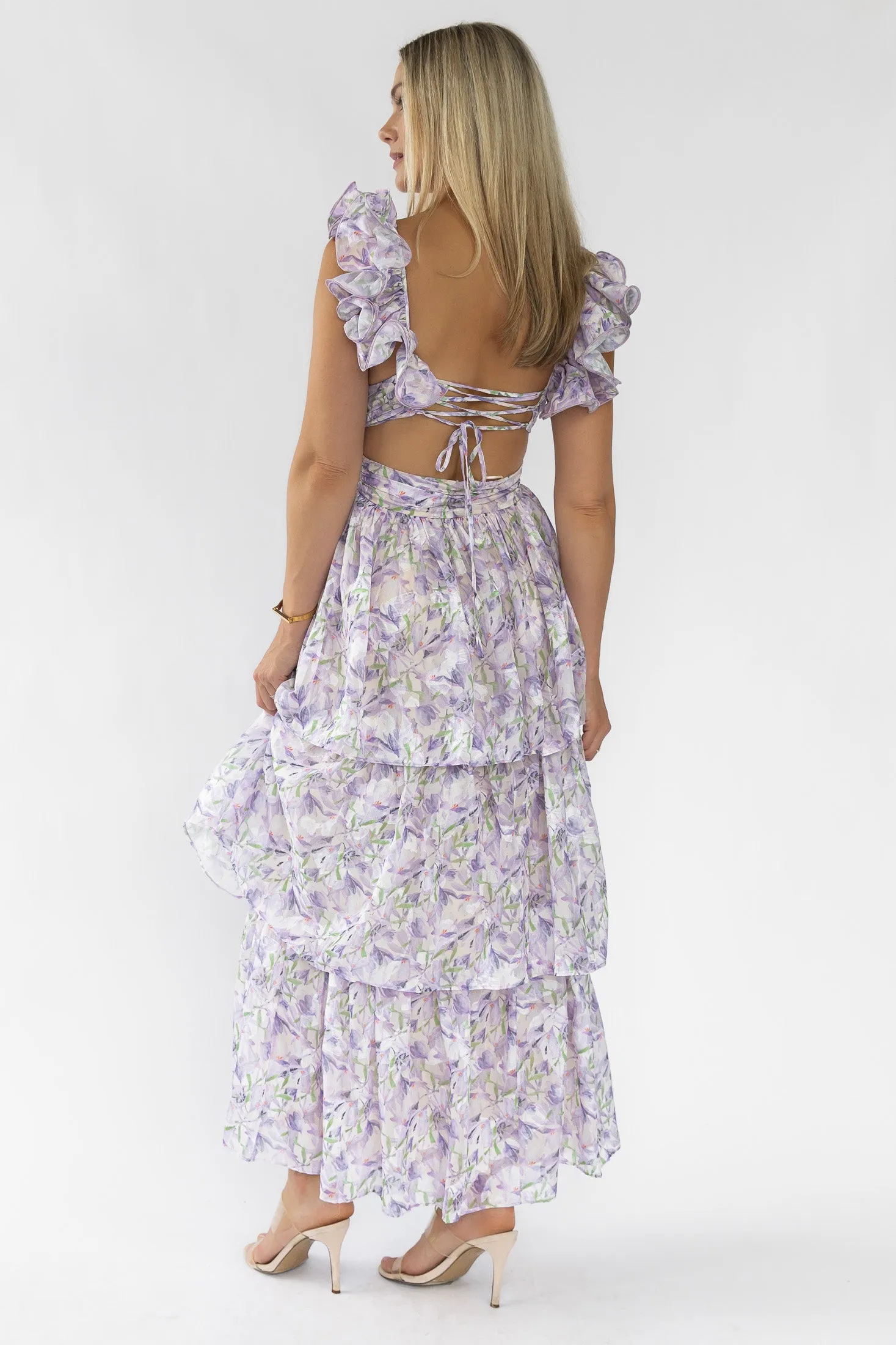 Carmen Purple Floral Maxi Dress