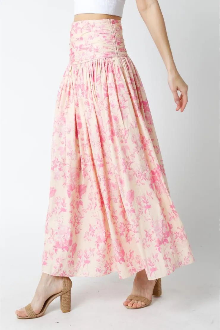 Clara Pink Vintage Floral Maxi Skirt