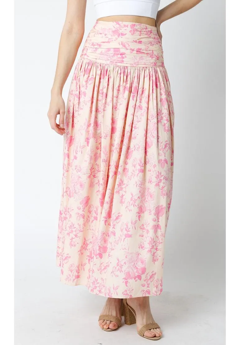 Clara Pink Vintage Floral Maxi Skirt