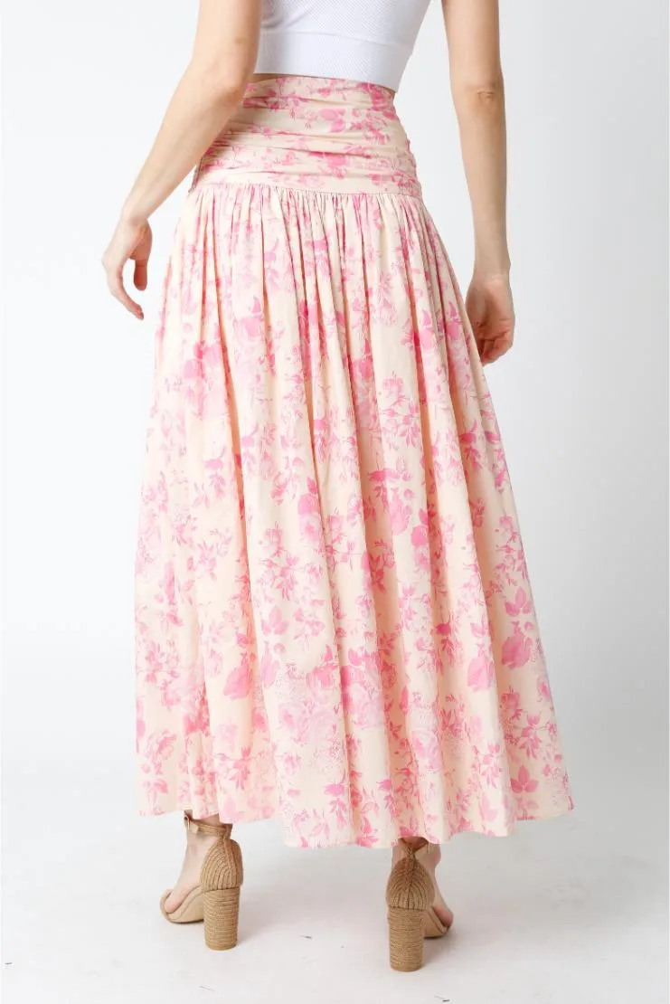 Clara Pink Vintage Floral Maxi Skirt