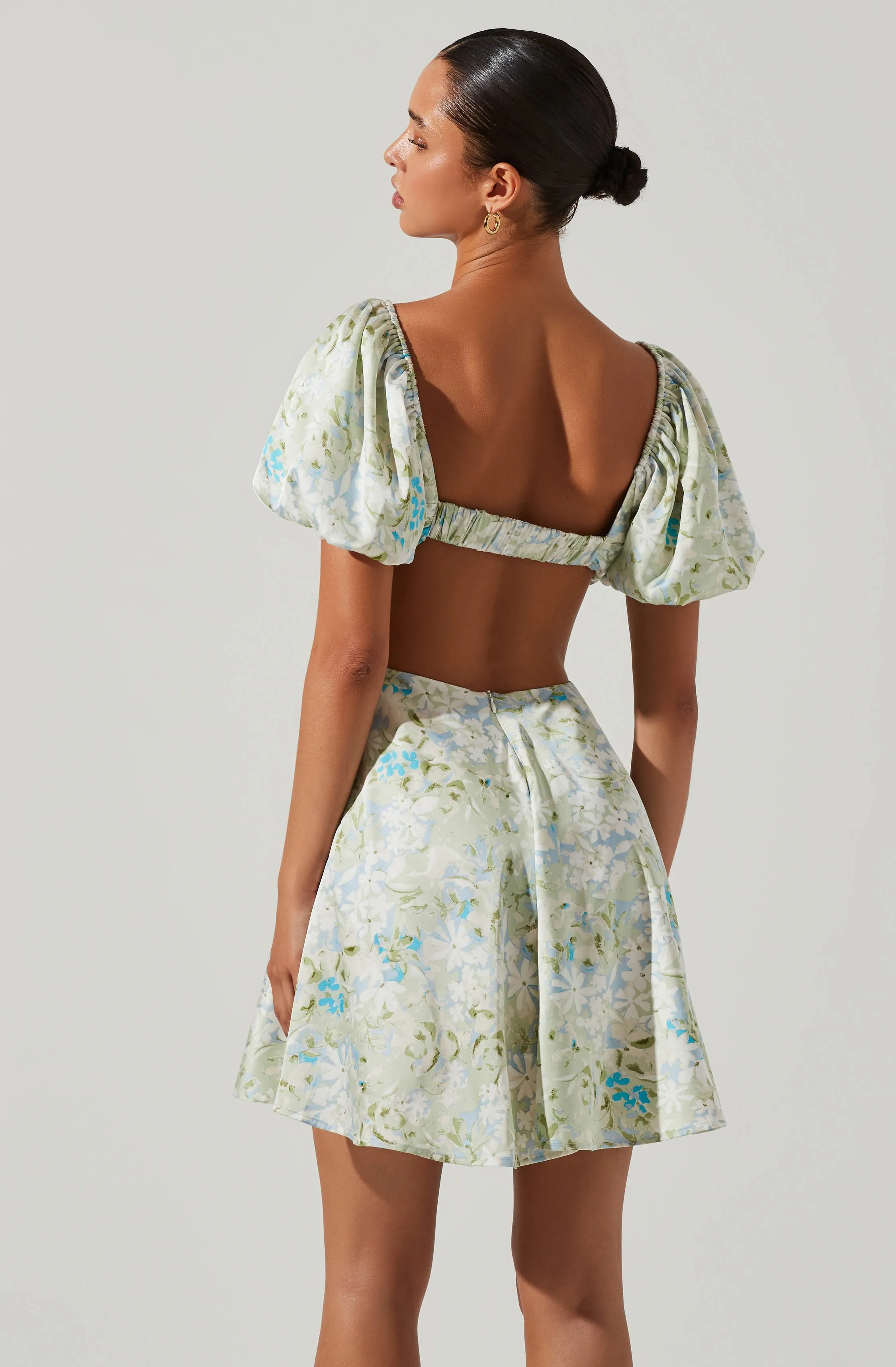 Clarita Floral Cutout Puff Sleeve Mini Dress