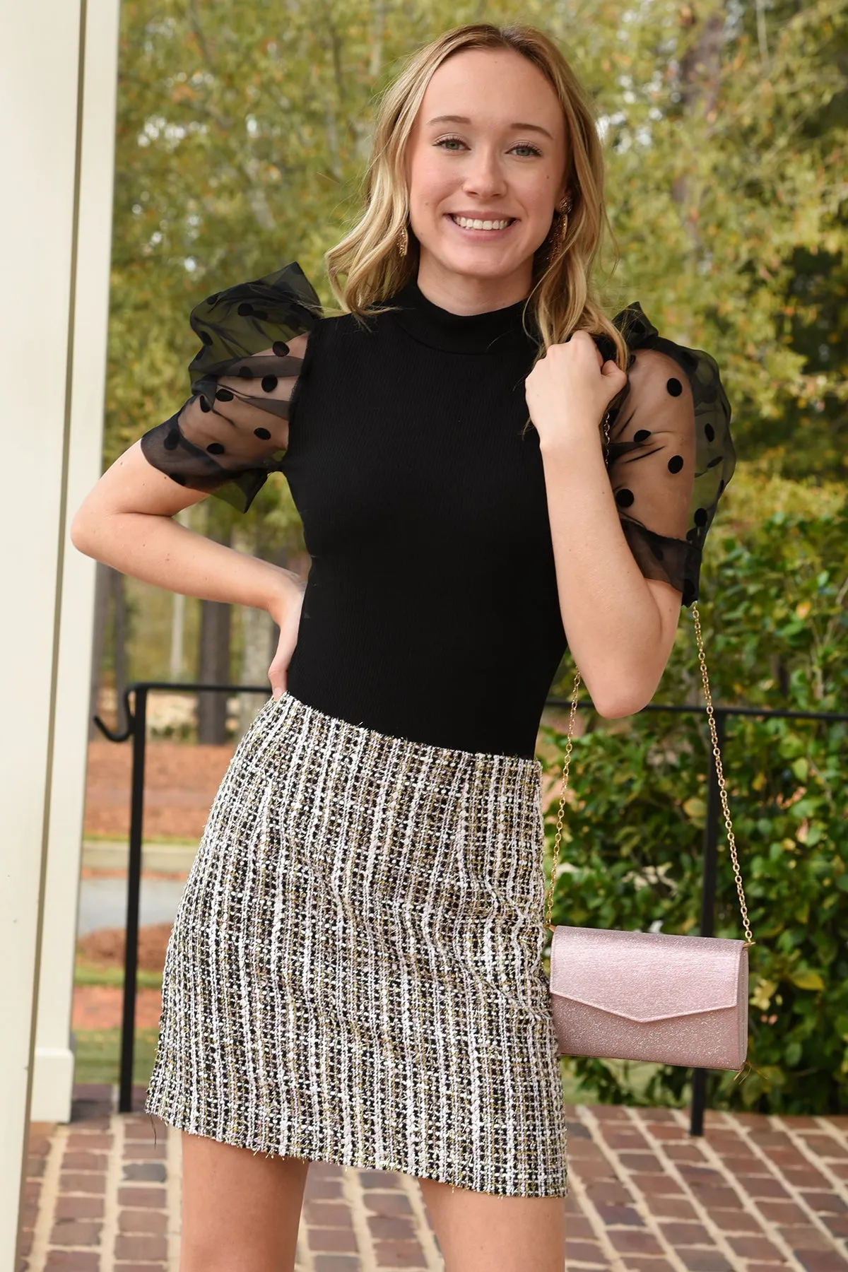 CLUELESS VIBES TWEED SKIRT