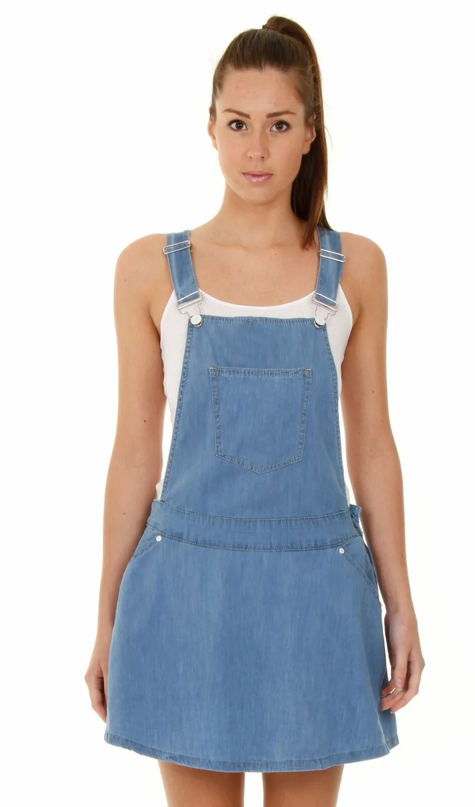 Denim Dungaree Dress - Stonewash Pinafore