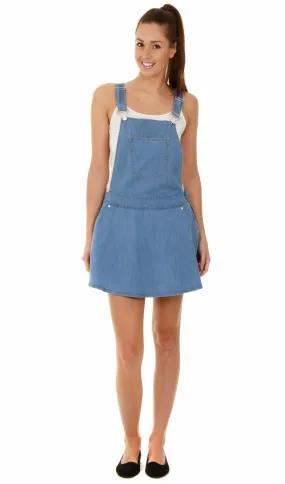 Denim Dungaree Dress - Stonewash Pinafore