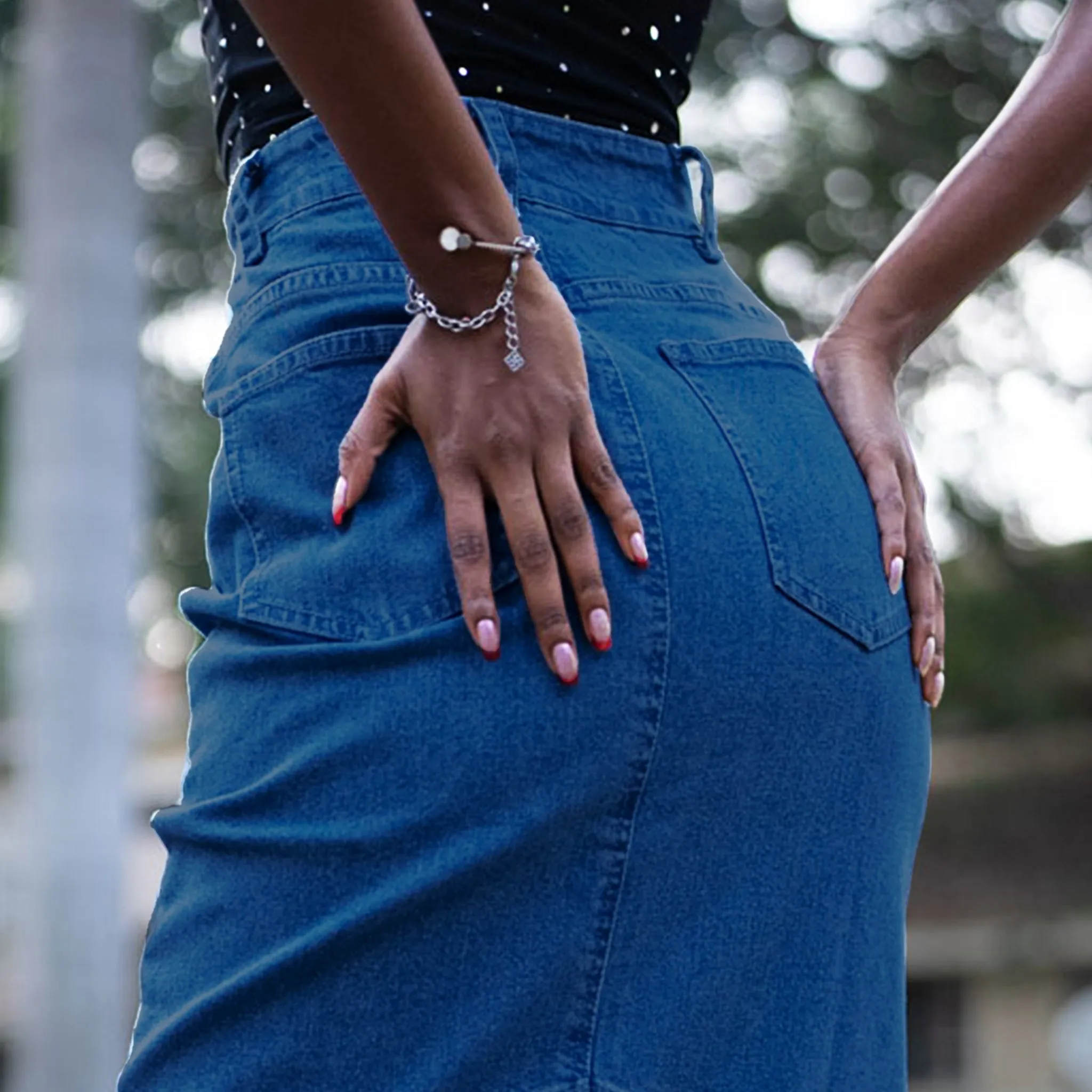 Denim Maxi Skirt - Blue