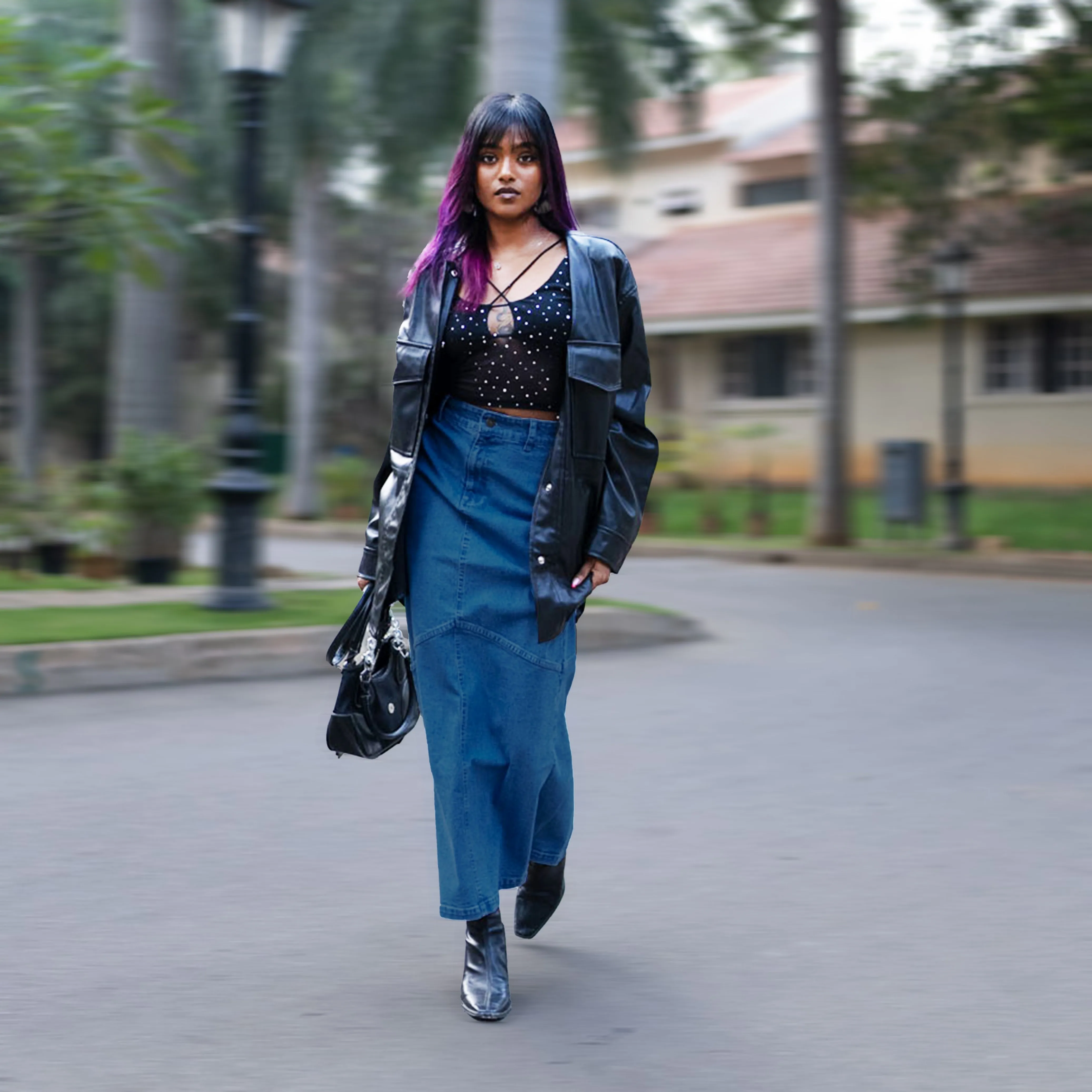 Denim Maxi Skirt - Blue