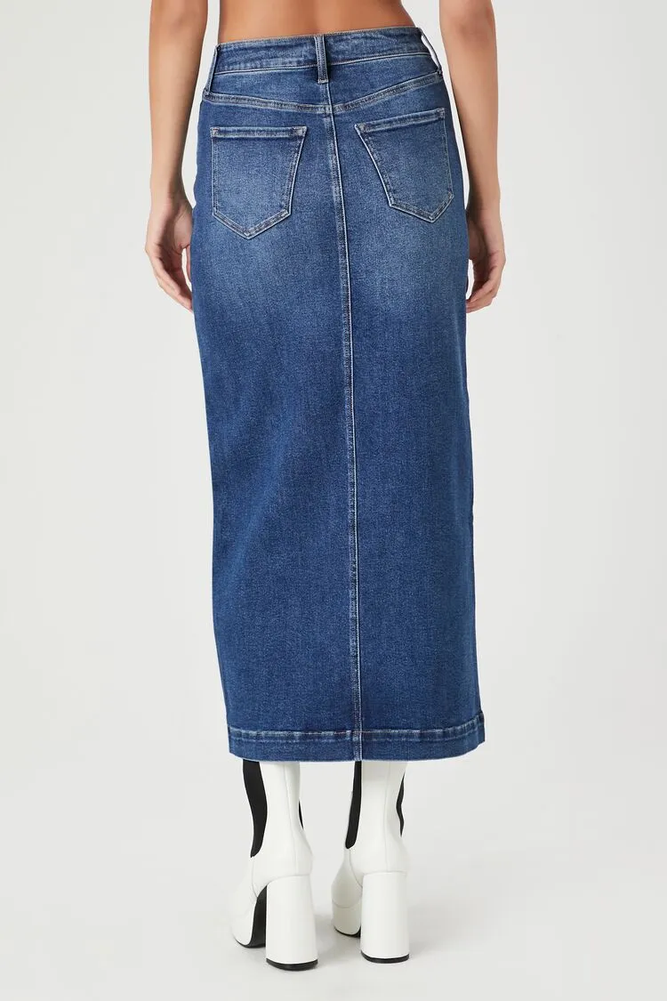 Denim Maxi Slit Skirt