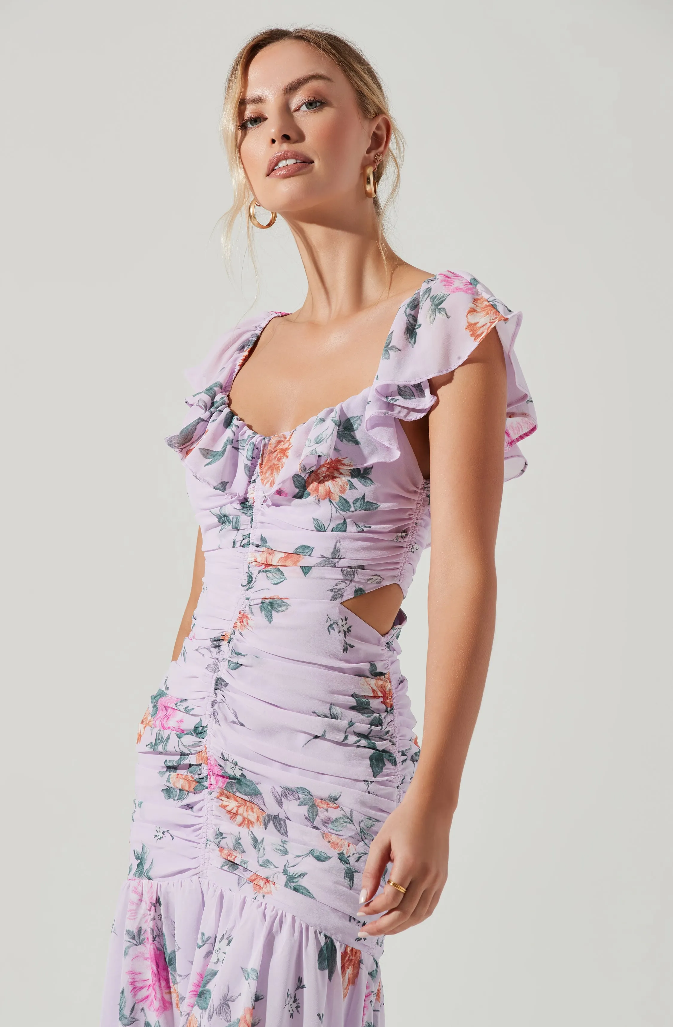 Devereaux Cutout Floral Midi Dress