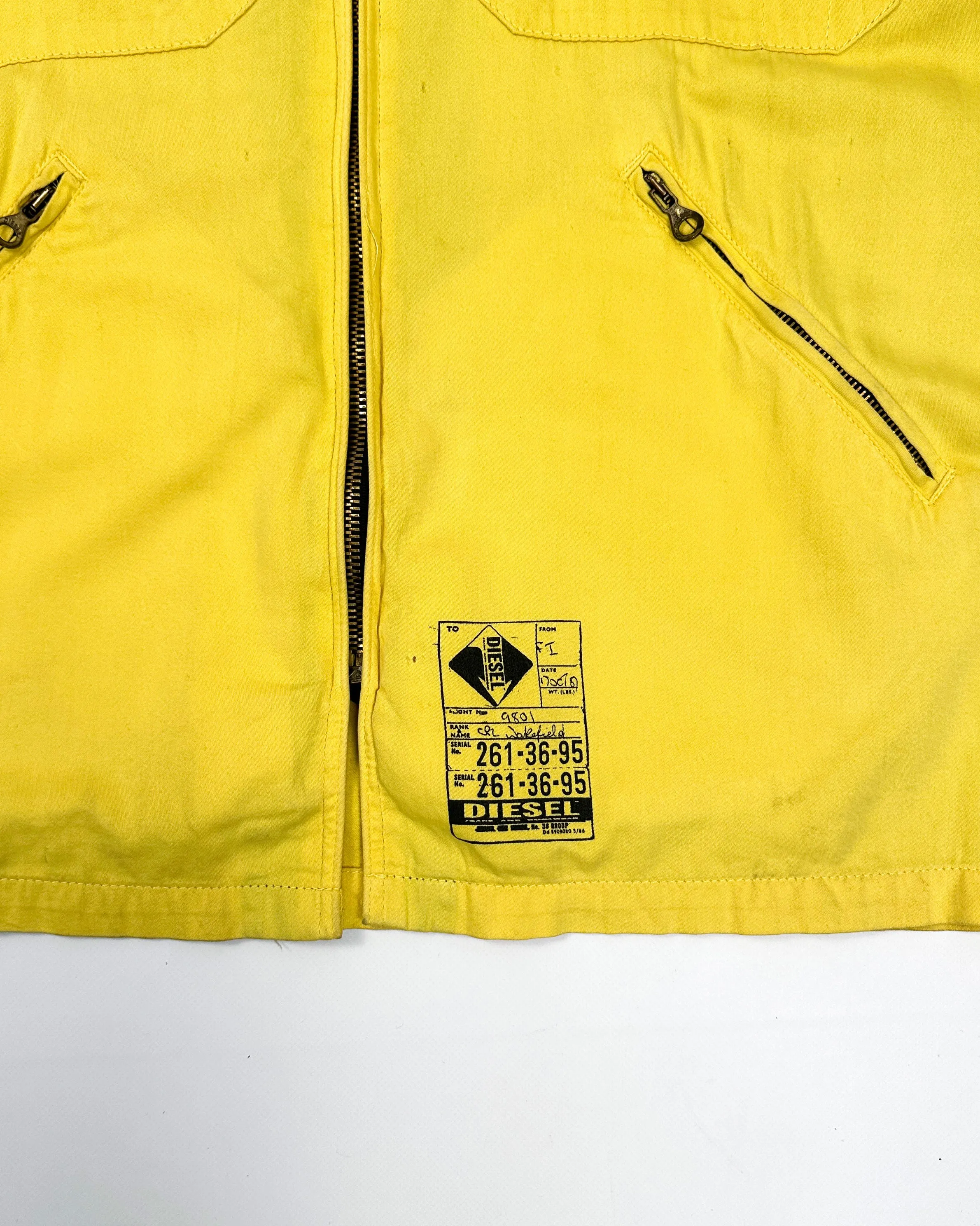 Diesel Labour Yellow Zipped Light Jacket 1990's