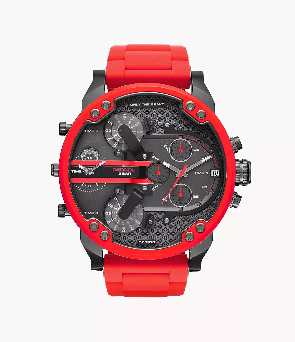 Diesel Men's Gunmetal Dial Red Silicone Watch DZ7279