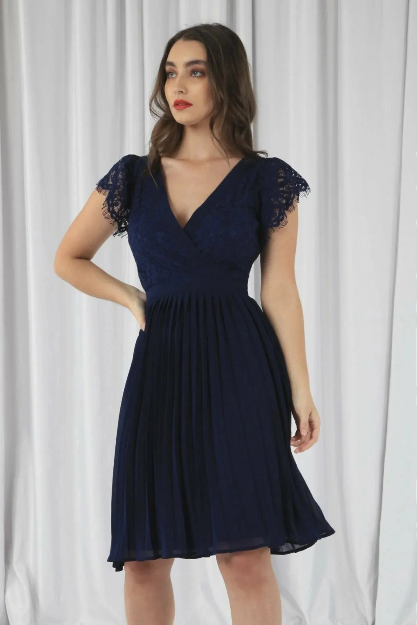 Double Second Wrap Lace Chiffon Dress