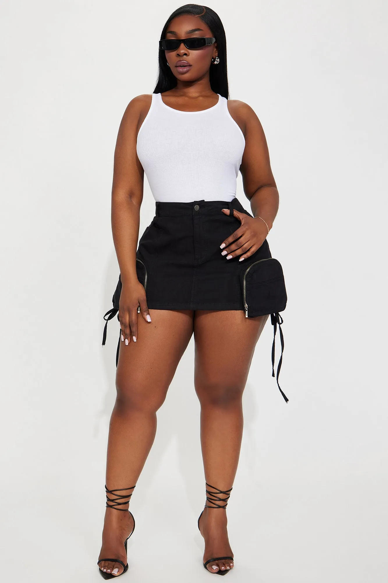 Down With Me Cargo Mini Skirt - Black