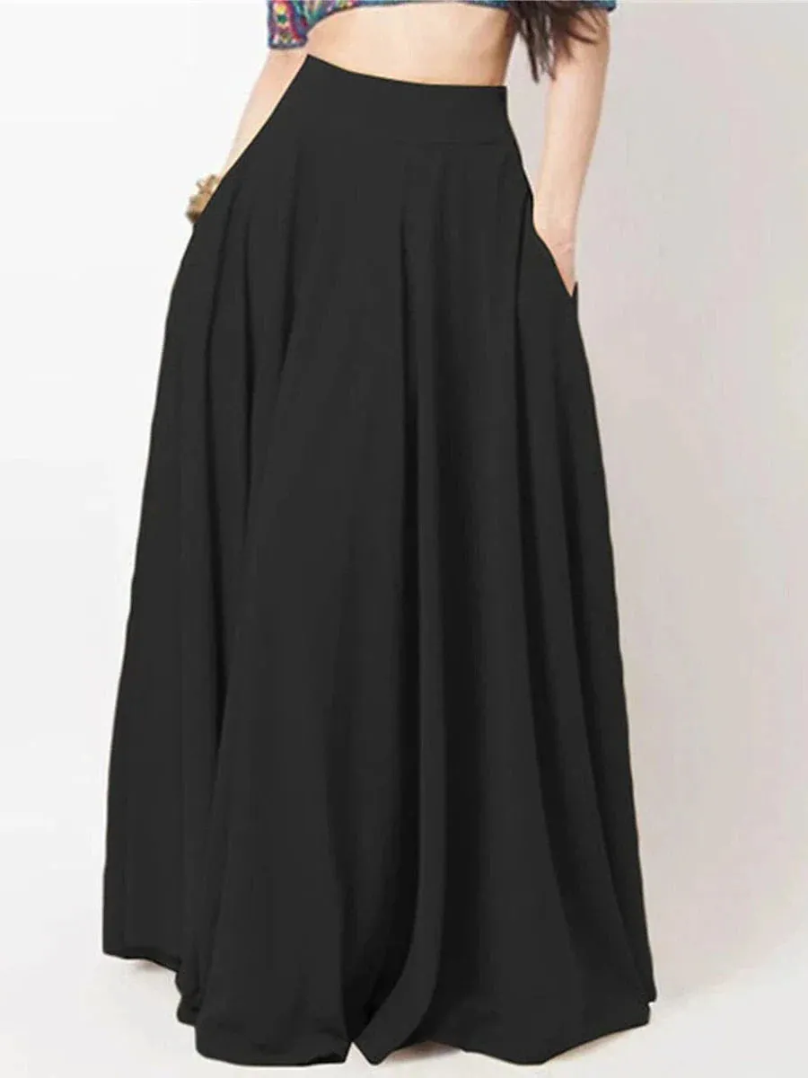 Elegant Women's Long Maxi Skirt in Black, Yellow, or Red - Available in Sizes S, M, L