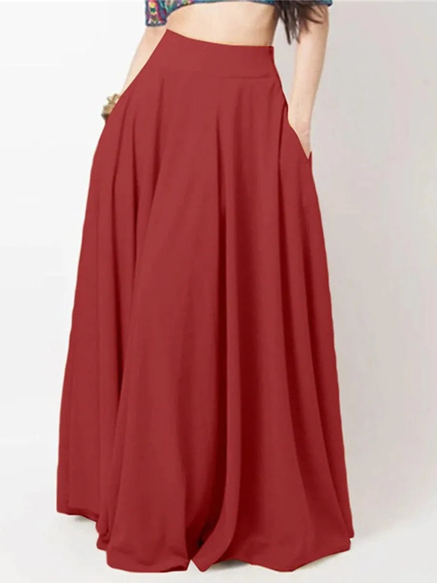 Elegant Women's Long Maxi Skirt in Black, Yellow, or Red - Available in Sizes S, M, L