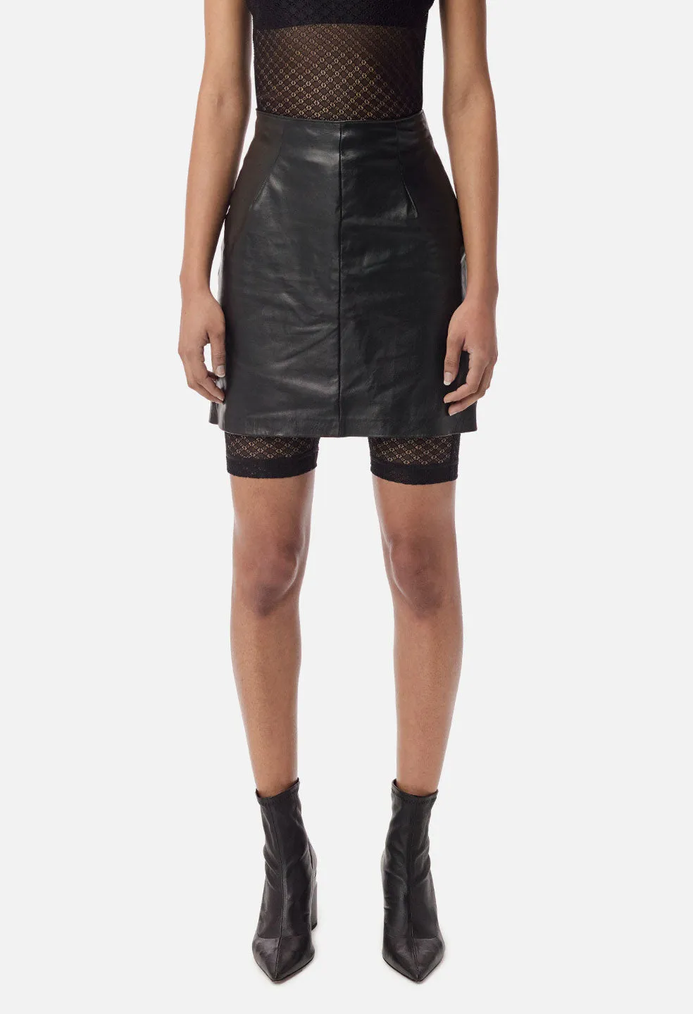 Elise Leather Skirt / Black