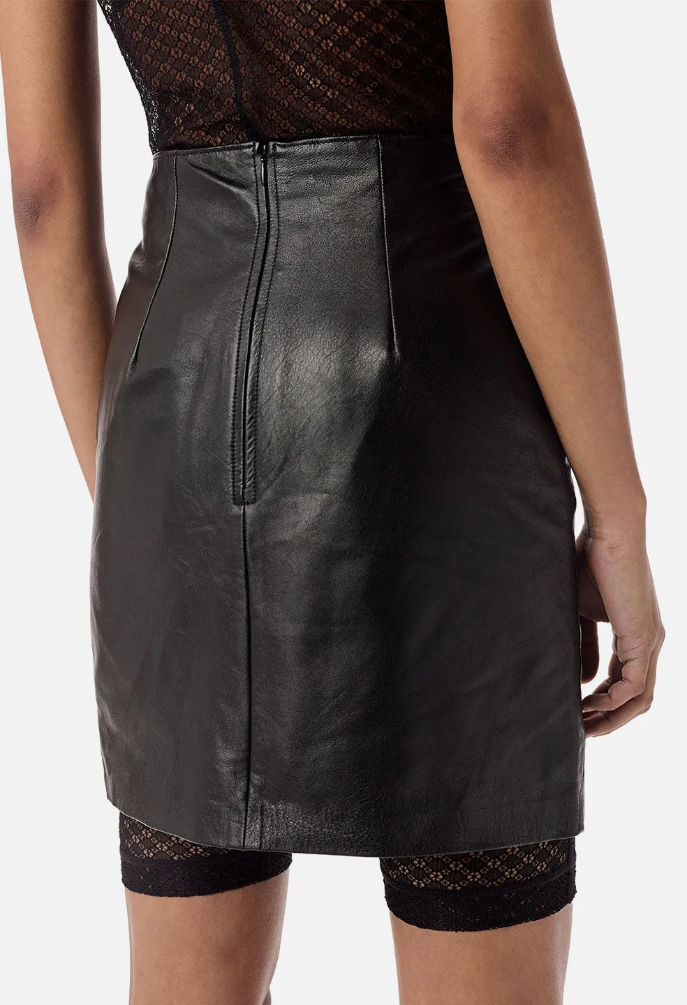 Elise Leather Skirt / Black