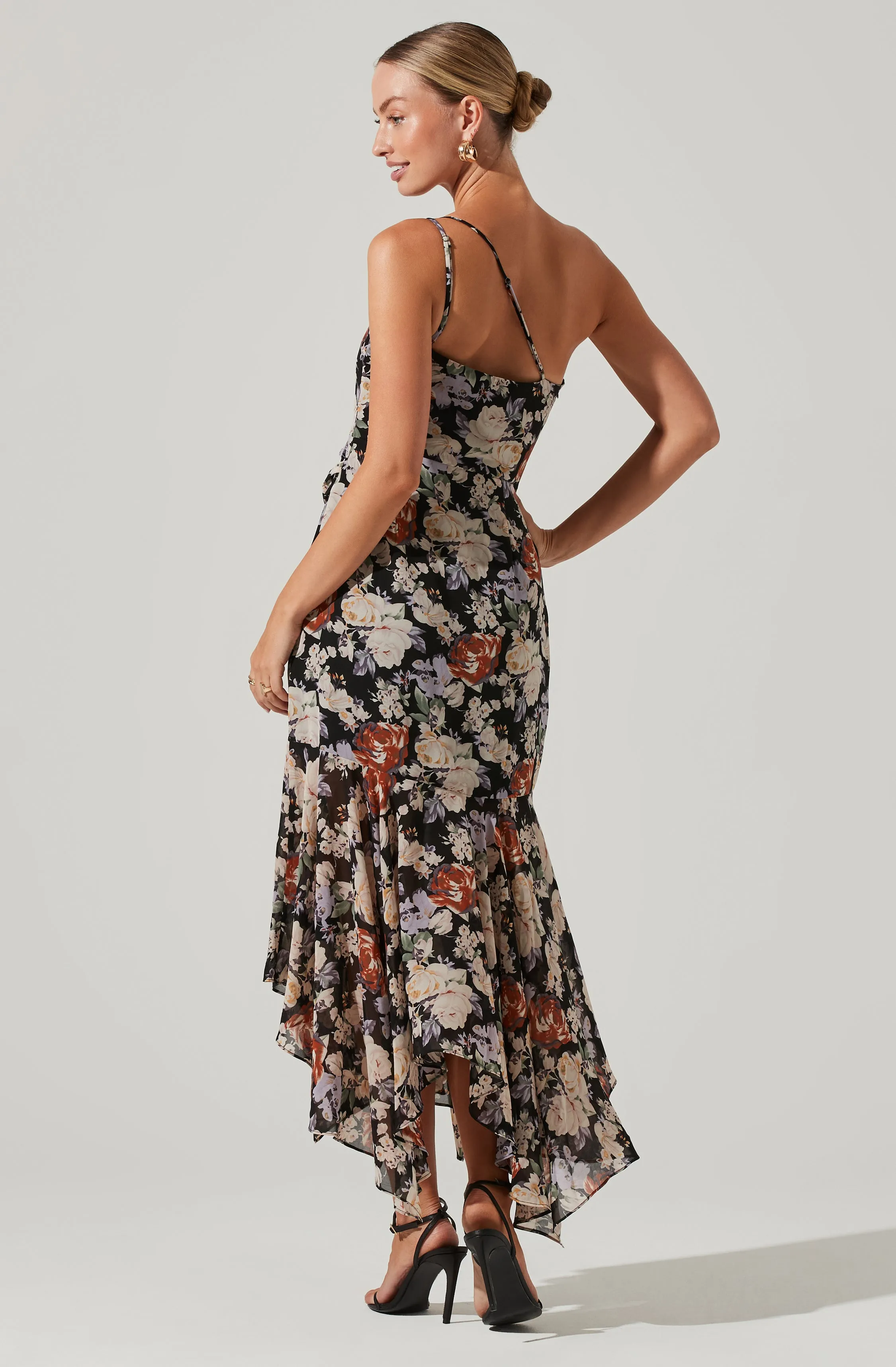 Emmylou Floral One Shoulder Midi Dress