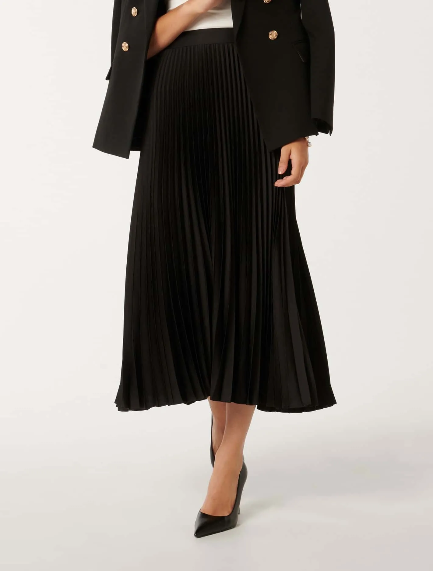 Estelle Satin Pleated Maxi Skirt