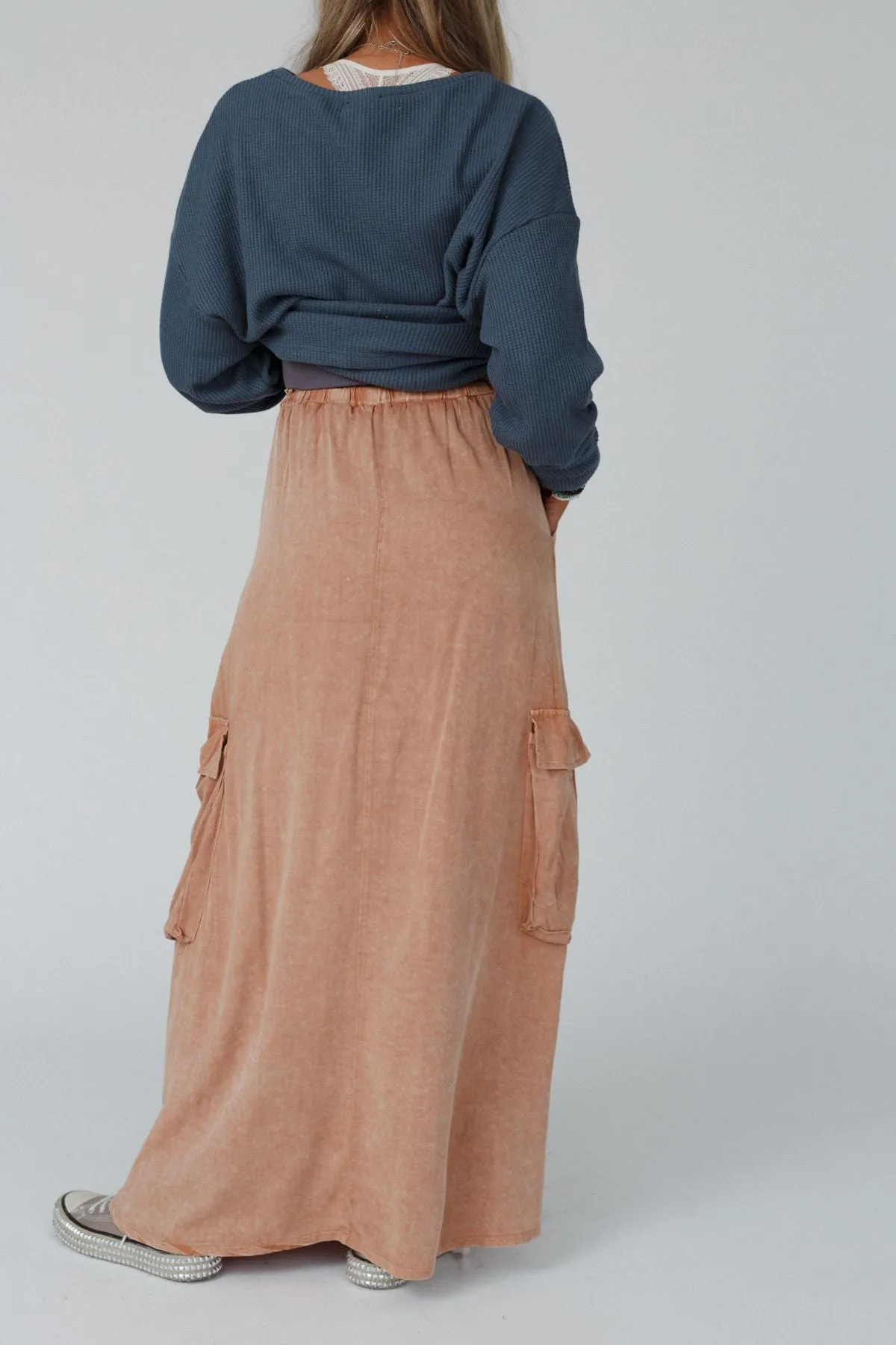 Fall Freely Cargo Maxi Skirt - Camel