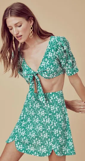 For Love and Lemons Zamira Floral Crop Top Kelly