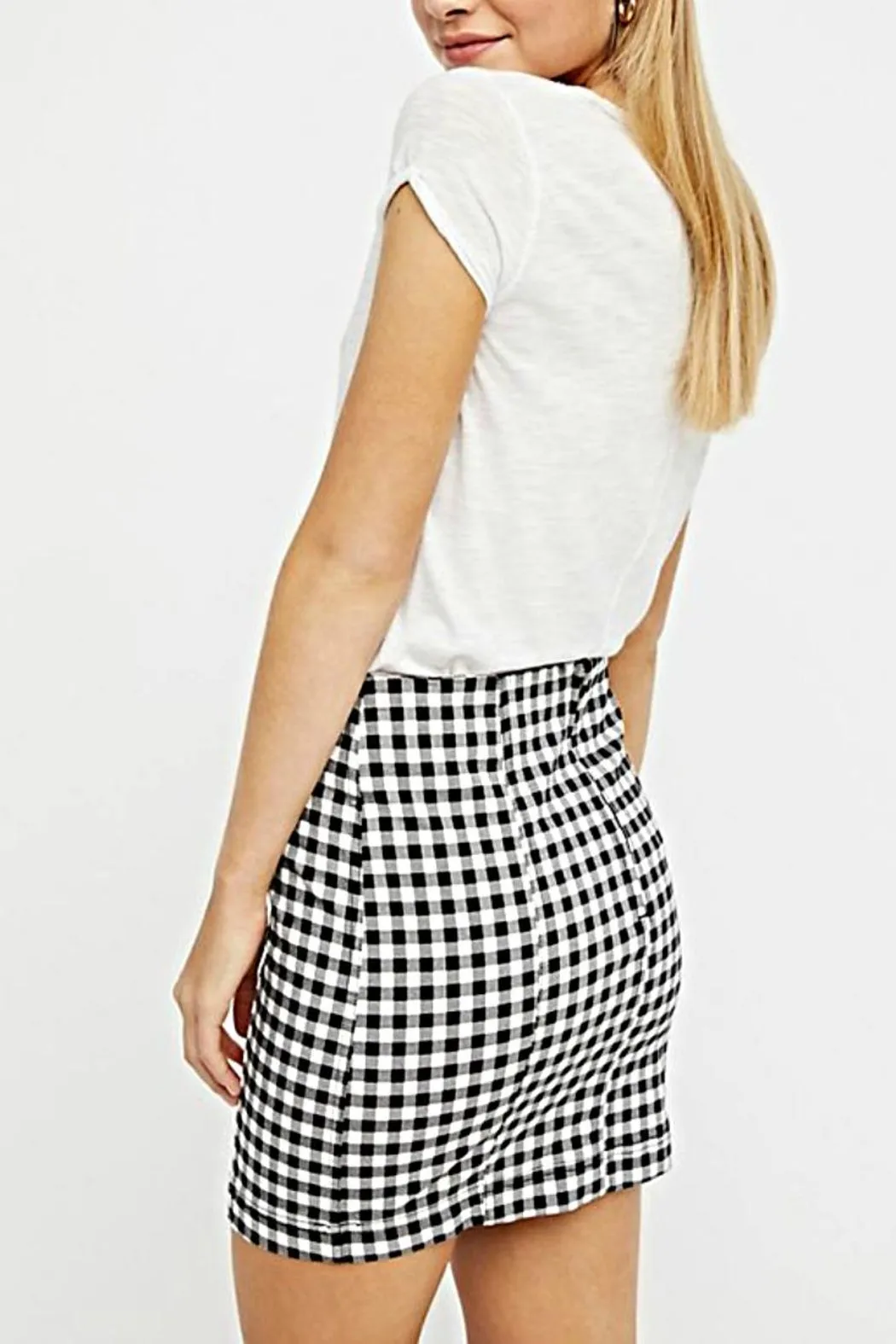 Free People Black Gingham Mini Skirt