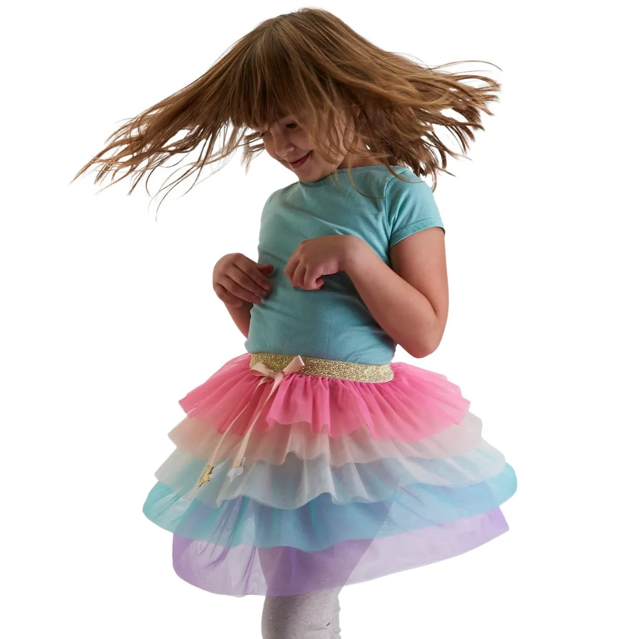 Girl's Rainbow Ruffles Tulle Dress Up Tutu