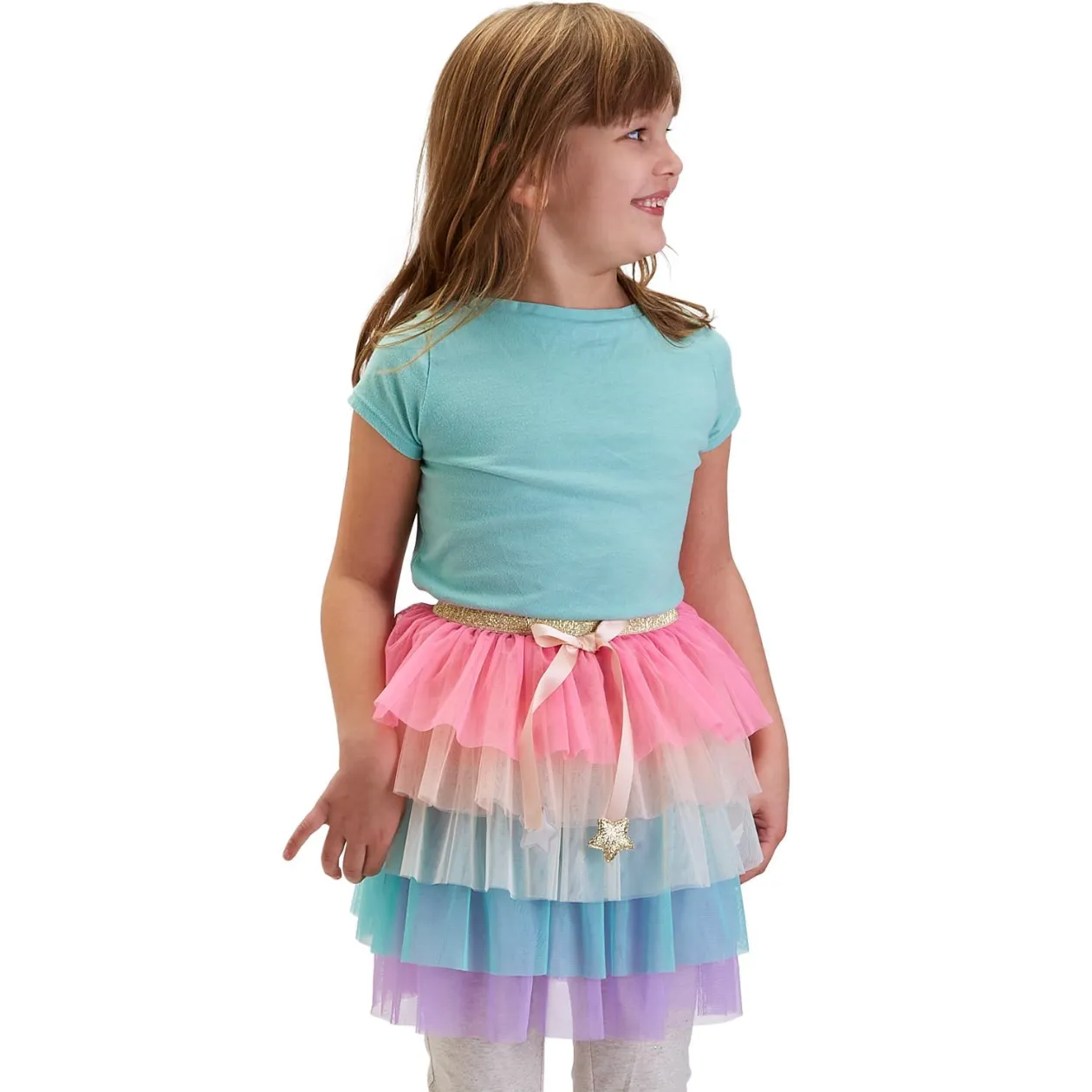 Girl's Rainbow Ruffles Tulle Dress Up Tutu