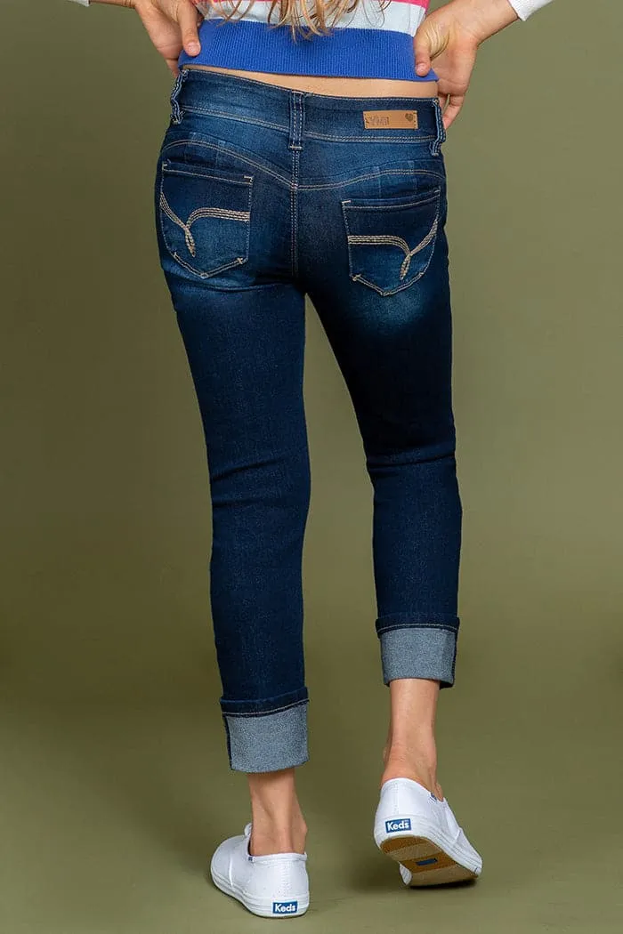 Girls WannaBettaFit 2-Button Wide Cuff Denim Skinny Jeans