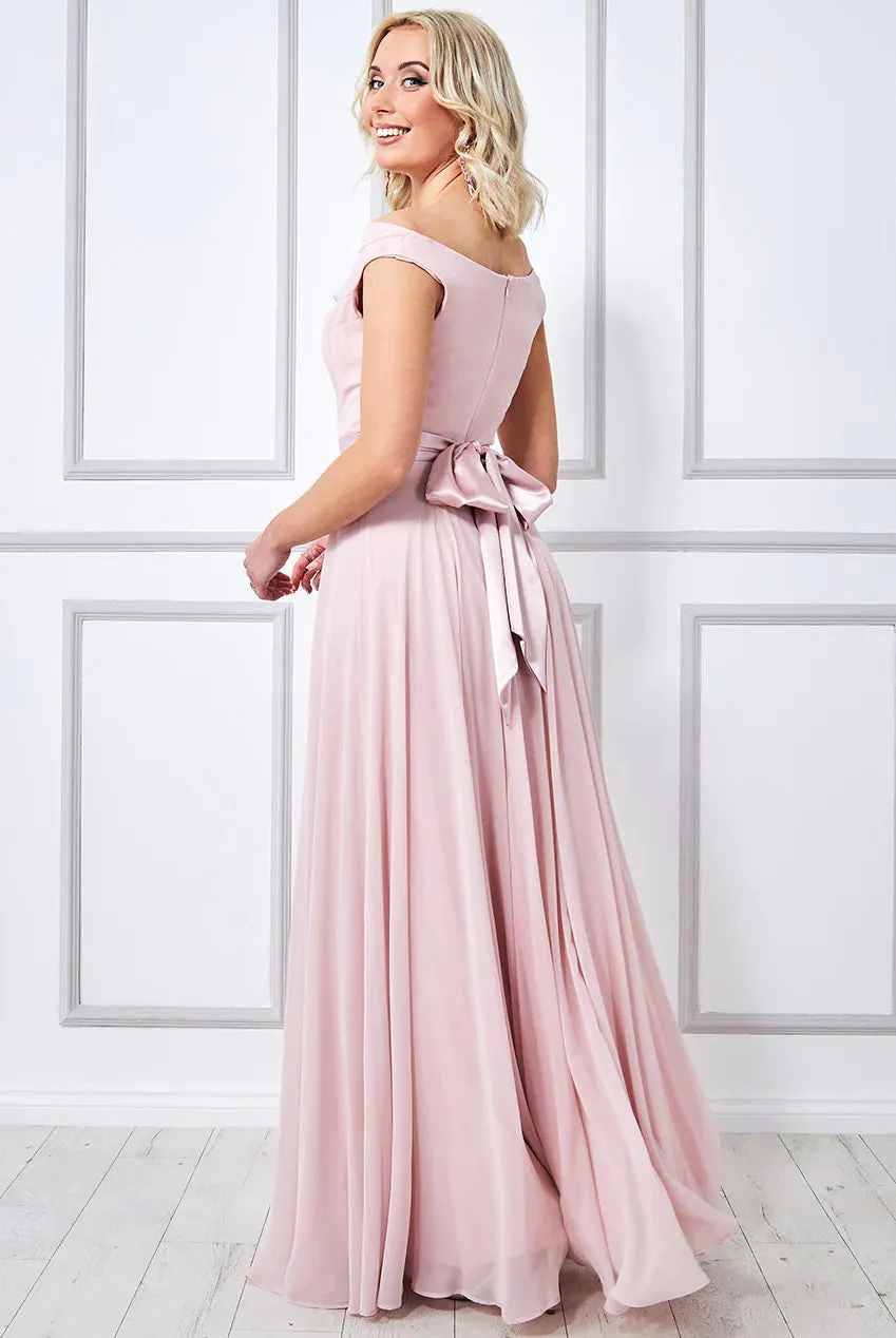 Goddiva Cowl Neck Chiffon Maxi Dress