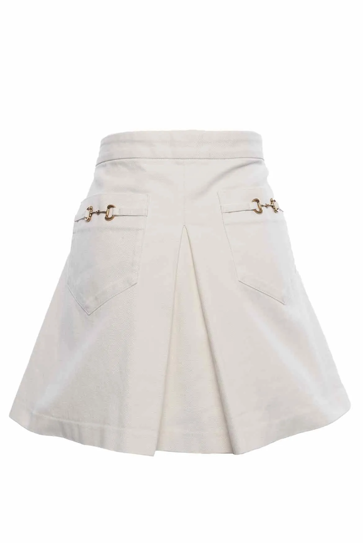 Gucci Size 48 White Mini Skirt With Horsebit Detail