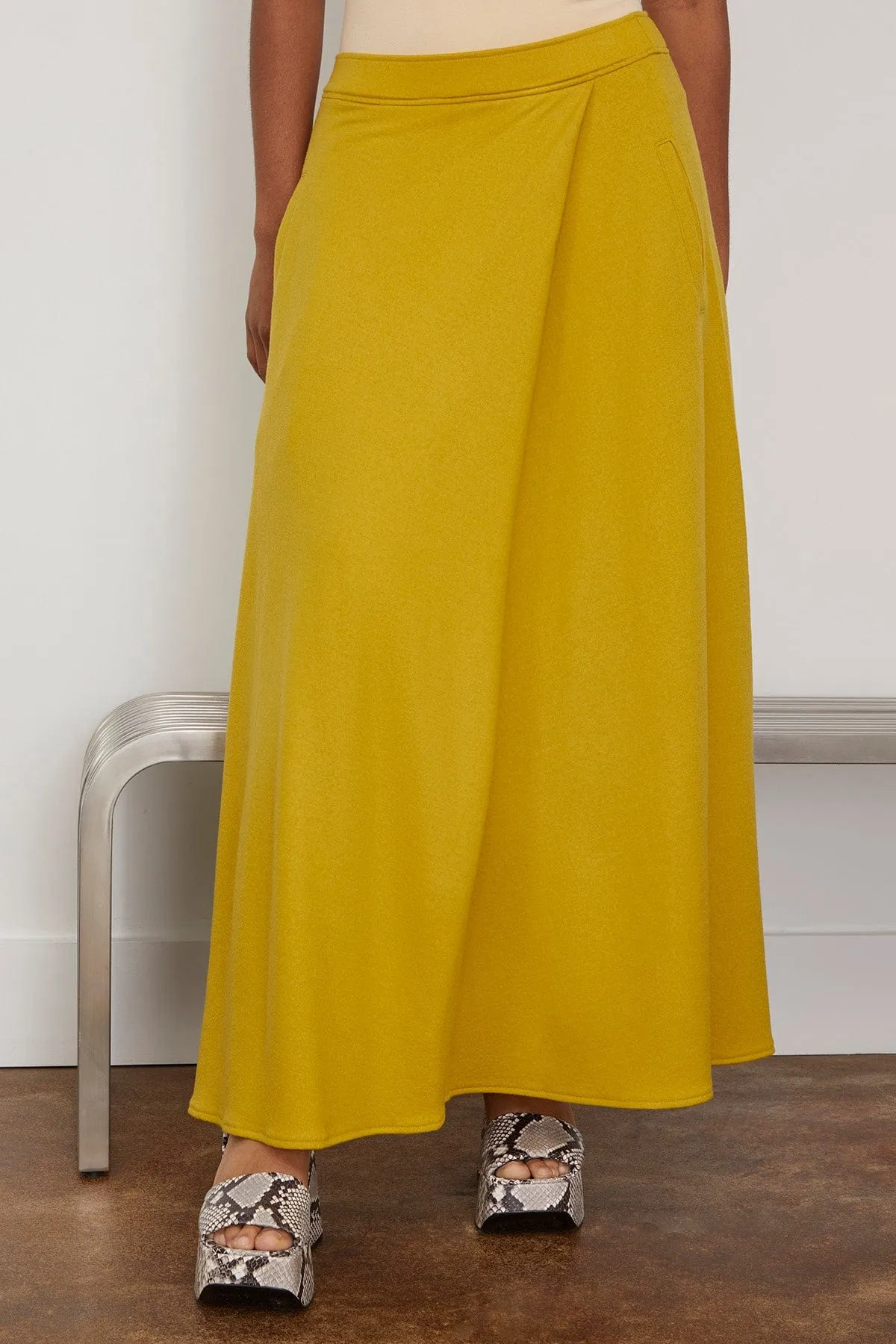 Halo Semi Flare Skirt in Mustard