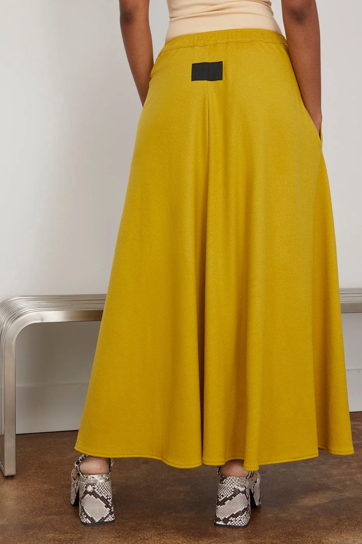 Halo Semi Flare Skirt in Mustard