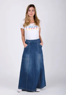 HEATHER Maxi Denim Skirt - Stonewash